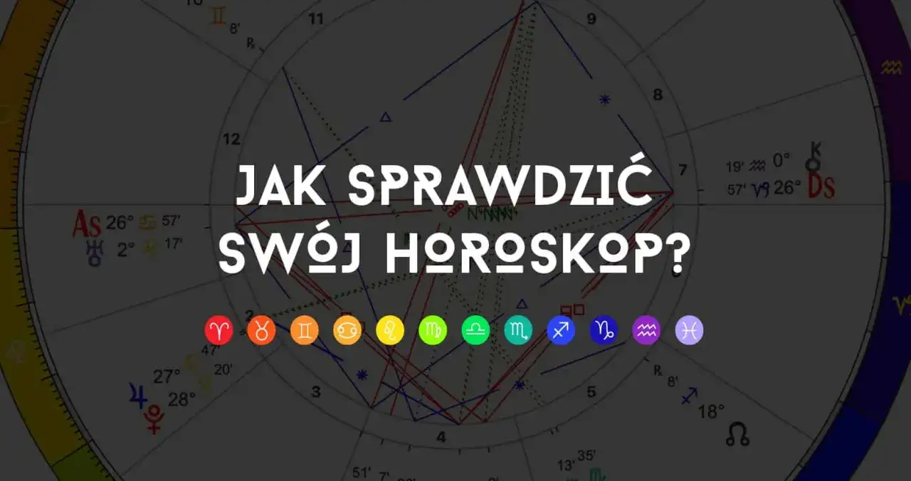 Astrologia i data urodzenia: jak sprawdzić swój horoskop? Na tle wykresu astrologicznego z symbolami zodiaku.